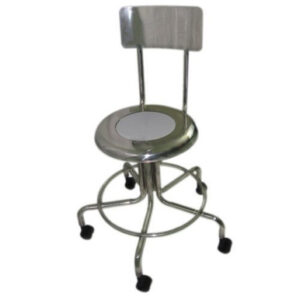 MRI Non-Magnetic Adjustable Height Doctor Stool, 21" to 27" with 2" Casters and Back