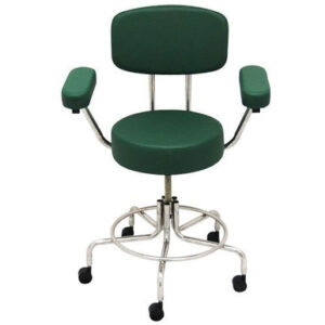 Non-Magnetic MRI Adjustable Stool, 16" to 22" with 2" Dual Wheel Casters, Back and Arms