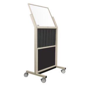 Tilted Mobile Barrier with Reach Through Curtain